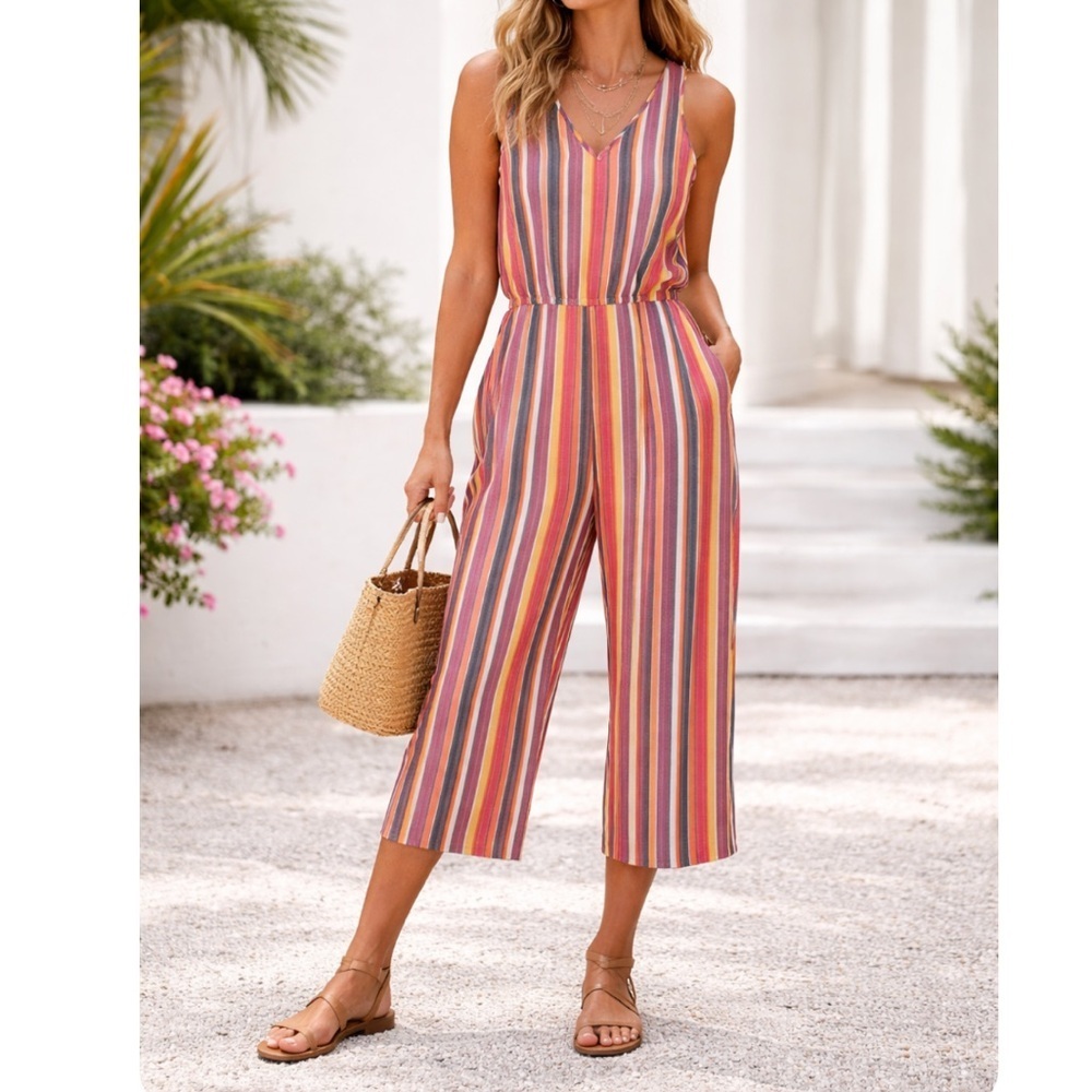 Anthropologie Drew Striped Wide Leg Jumpsuit